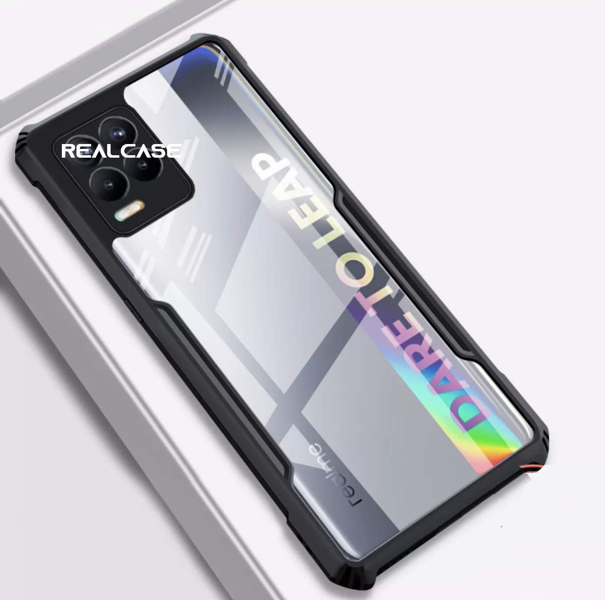 REALCASE Realme 8 Back Cover, Silicone & Acrylic Clear Hard Transparent