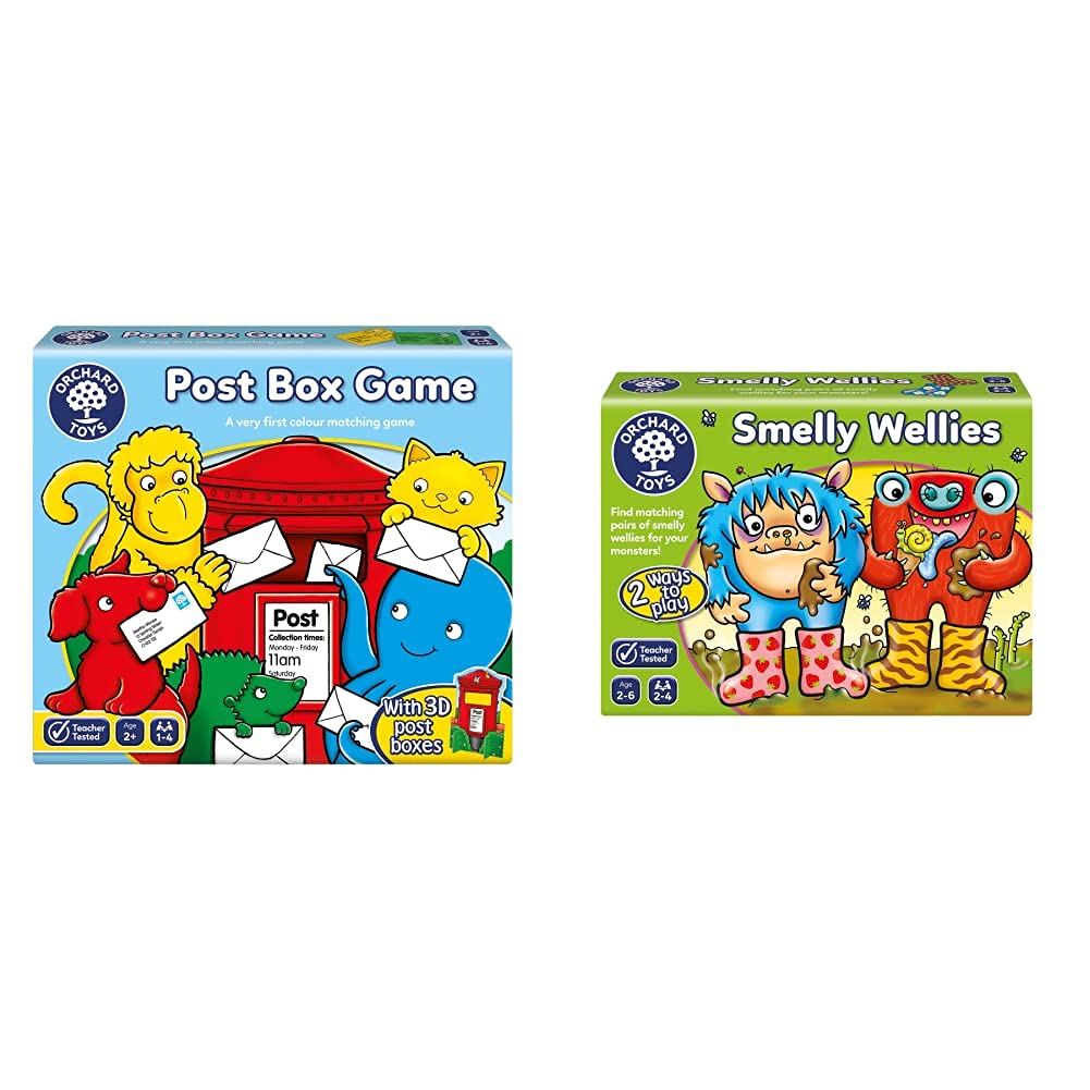Orchard Toys Post Box Game & Smelly Wellies Monster Match Game (3-6 Years, 2-4 Players)