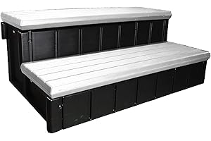 Confer Plastics Two Tier 36" Wide Deluxe Hot Tub Step. Non-Skid Spa Steps, Easy Installation, Sturdy, Long Lasting Upgrade to Your Space. Proudly Made in USA. - Grey