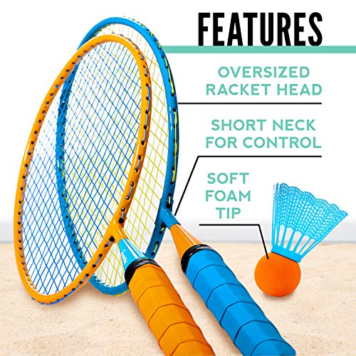Franklin Sports Kids Badminton Racket Set Smashminton Kids Oversize