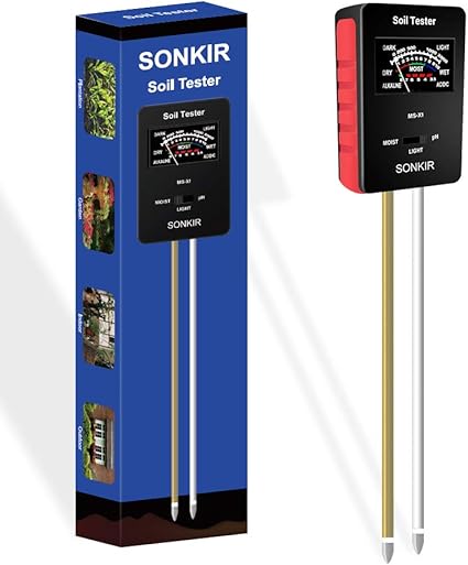 Amazon Com Sonkir Soil Ph Meter Ms X1 Upgraded 3 In 1 Soil Moisture Light Ph Tester Gardening Tool Kits For Plant Care Great For Garden Lawn Farm Black Garden Outdoor