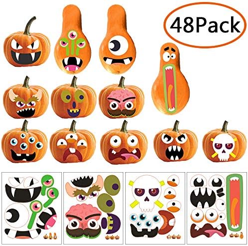Halloween Pumpkin Stickers Halloween Party Supplies Decorations Trick or Treat Halloween Party Favors Goodie Bag Filler 48PCS