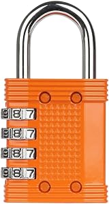 FortLocks Gym Padlock 4-Digit Combination Lock Indoor Outdoor Heavy-Duty Orange view 4