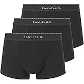 SALIGIA Men’s Trunks Underwear Sexy, Tag-Free & 100s Silky-Sheen Lyocell Boxer Briefs with No-Fly Pouch 3-Pack