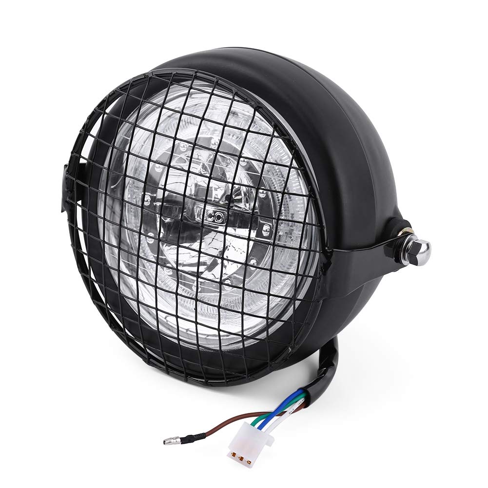 6.5’’ LED Headlight, Motorcycle LED Headlamp Grill Side Mount Cover with Bracket for Cafe Racer Motorbikes Choppers Cruisers Metric Bikes