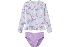 LIBREDGE Toddler and Little Girls Rash Guard Swimsuit Set UPF 50+ Swimwear