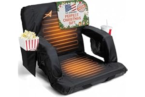 ACELETIQS Heated Stadium Seats for Bleachers with Back Support - Upgraded Model and Extra Heat - Upgraded 3 Levels of Heat - Foldable Chair - Cushioned, 4 Pockets (20" Double Heated)