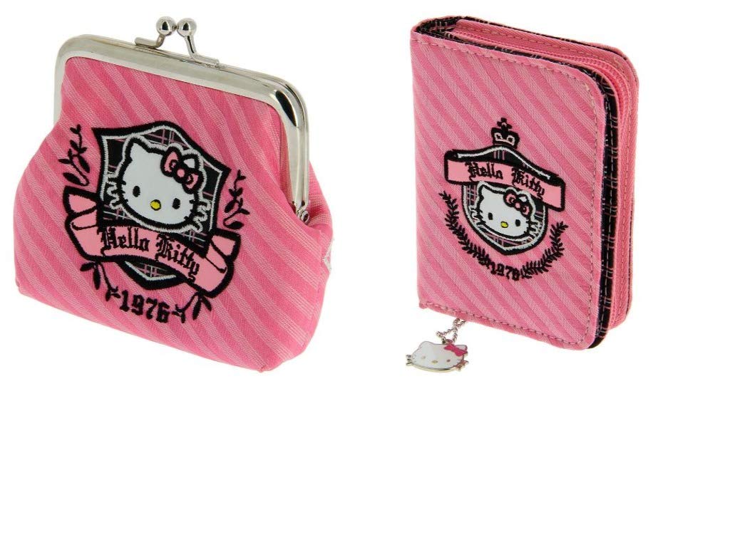 Hello Kitty Prep Clap Coin Purse and Zip Wallet Set.