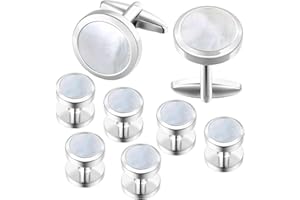 Dannyshi Mens Cufflinks and Tuxedo Shirt Studs Set with Gift Box Cuff Links Tuxedo Studs Business Wedding Groomsman Gifts