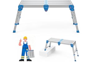 Loyoda Work Platform 500 Lbs, Foldind Step Stool with One-Touch Automatic Fold, 4 Height Adjustment Step Platform, Perfect for RV Cleaning, Home Painting and Reaching High Places, Larger, Blue