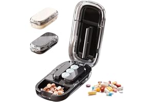 MEDECH Portable Pill Cutter,Pill Cutter Splitter for Small and Tiny Pills,Stainless Steel Blade Cutters for Cutting Multiple Pills at a Time in Half for Men Women Elderly (Black)