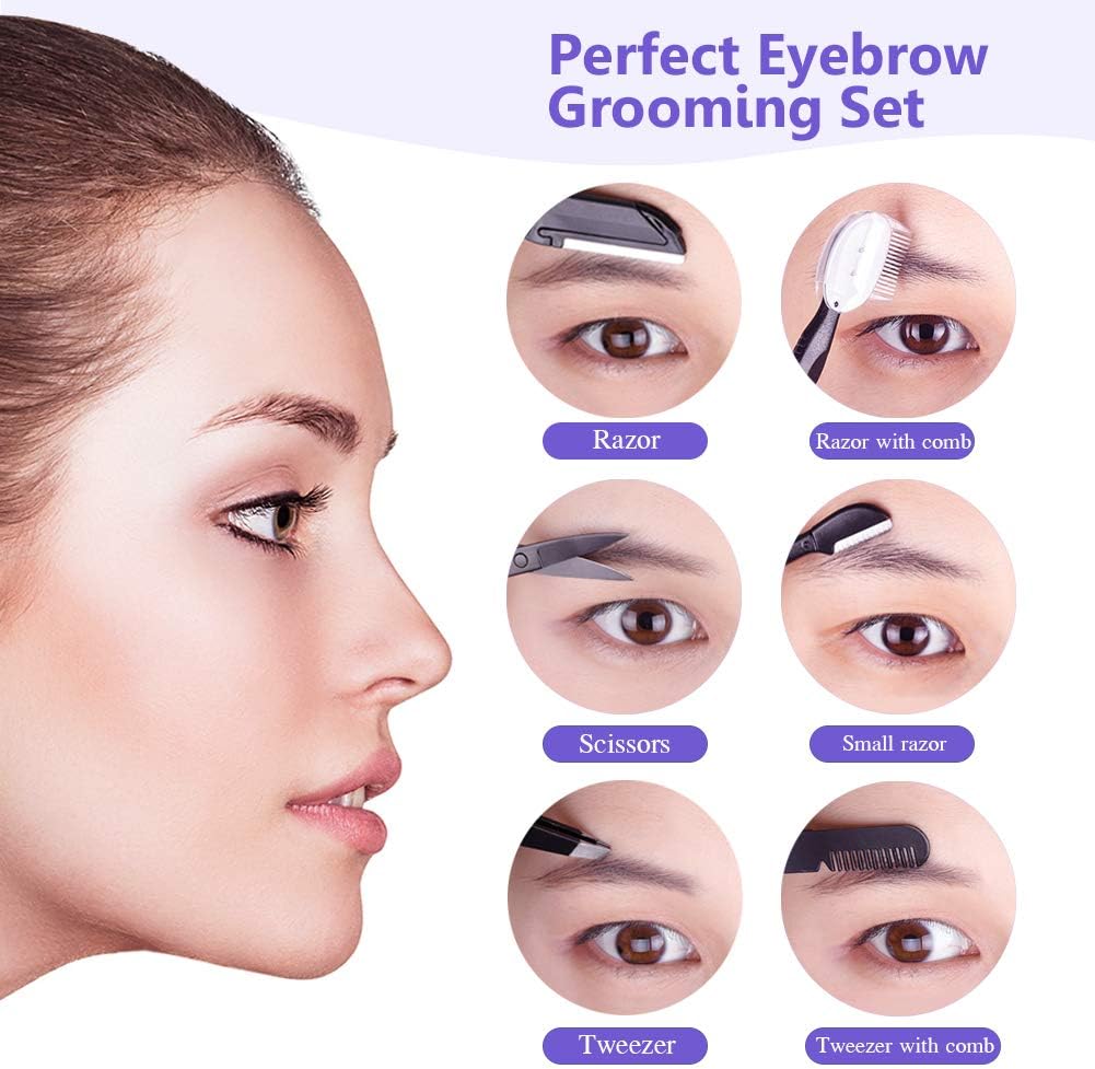 Eyebrow Kit 6 in 1,Eyebrow Scissors, Eyebrow Razor, Eyebrow Brush, Tweezers, Eyebrow Trimmer, Eyebrow Grooming, Eyebrow kits for Women: Home Improvement
