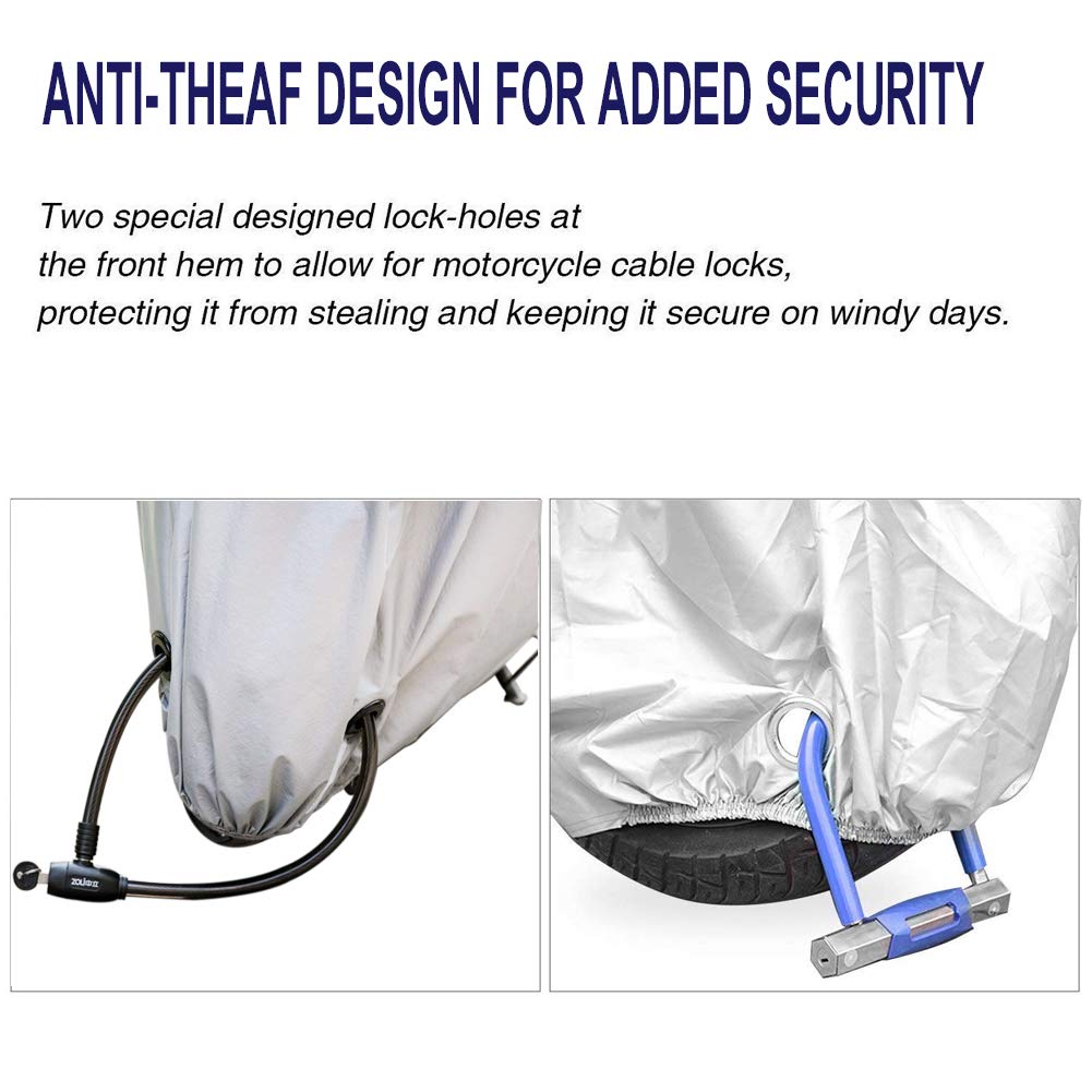 Motorcycle Cover, 210D Waterproof Motorcycle Cover All Weather Outdoor Protection,Oxford Durable & Tear Proof, Fit for length 87\