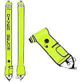 Owekfifv 5ft Scuba Surface Marker Buoy Safety Sausage with Storage Pouch | High Visibility SMB Bottom Open Signal Tube with Reflective Strip for Technical Diving, Snorkeling, Freediving