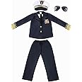 Puteraya 5 Pcs Kids Navy Costume Set Yacht Captain Sailor Costume Outfits for Boys Halloween Birthday Party Cosplay
