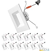 NUWATT 12 Pack, 6 Inch Retrofit LED Square Recessed Lighting, 5CCT 2700K/3000K/3500K/4000K/5000K Selectable, 1100 Lumen 14W, Dimmable Ceiling Light, White Square Trim Can Light Wet Rated, ETL Listed