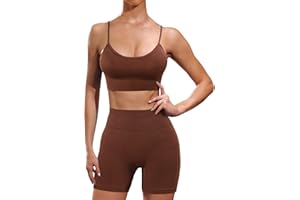Ourgifts Workout Sets for Women 2 Piece Outfits Seamless High Waisted Workout Shorts Women with Sports Bra Sets Gym Clothes