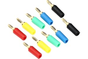 Cryfokt 2.5mm Gold Plated Brass Banana Plug Set for Speaker Cables, Assortment of 10 Solder Banana Plugs for 2.5mm Jack