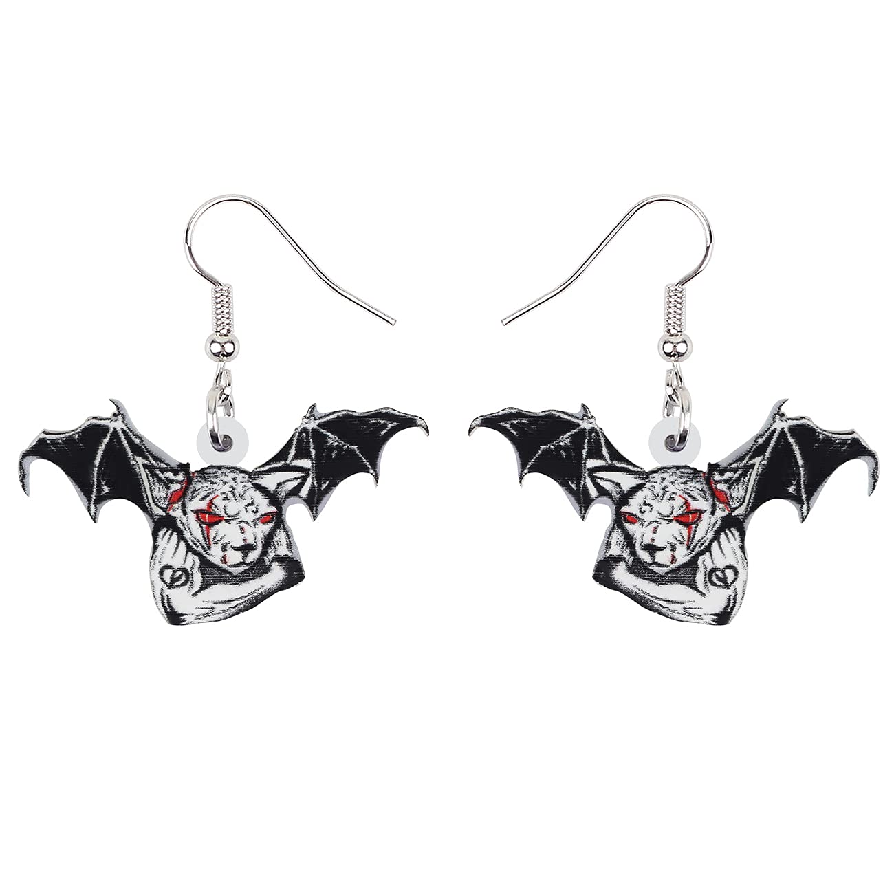 Bonsny Acrylic Drop Dangle Halloween Novelty Flying Bat Earrings Punk Jewelry For Women Gift (Gray)