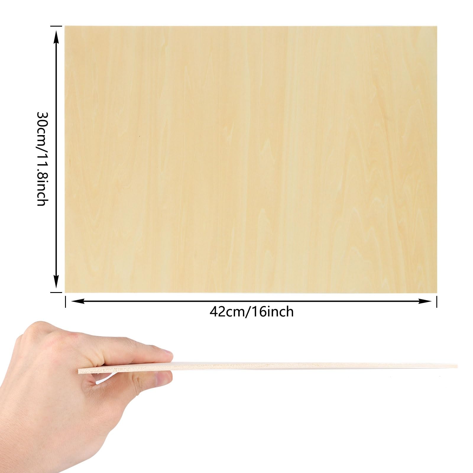 10Pcs 16 x 12 x 1/8 Inch Basswood Sheets, Unfinished Wood Boards, 3mm Basswood for Laser Cutting, Arts and Crafts, Painting, Pyrography, Wood Engraving, Architectural Models