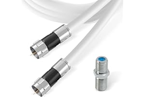 CABLE COMMUNICATIONS RG6 Coaxial Cable with F Connectors, High Speed Internet and TV Cord for HD TV, Xfinity, Satellite, Antenna, Cable Extension, WiFi Modem Cable (White, 1ft)