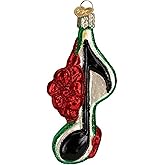 Old World Christmas Musical Note with Bow-Green Glass Blown Ornament for Christmas Tree
