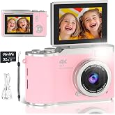 Digital Camera 1080P,Autofocus 48MP Video Selfie Camera(32GB Card) | Flip Screen Digital Camera 8X Zoom Anti Shake Compact Point and Shoot Camera for Kids Teens Beginner 2.4"Screen