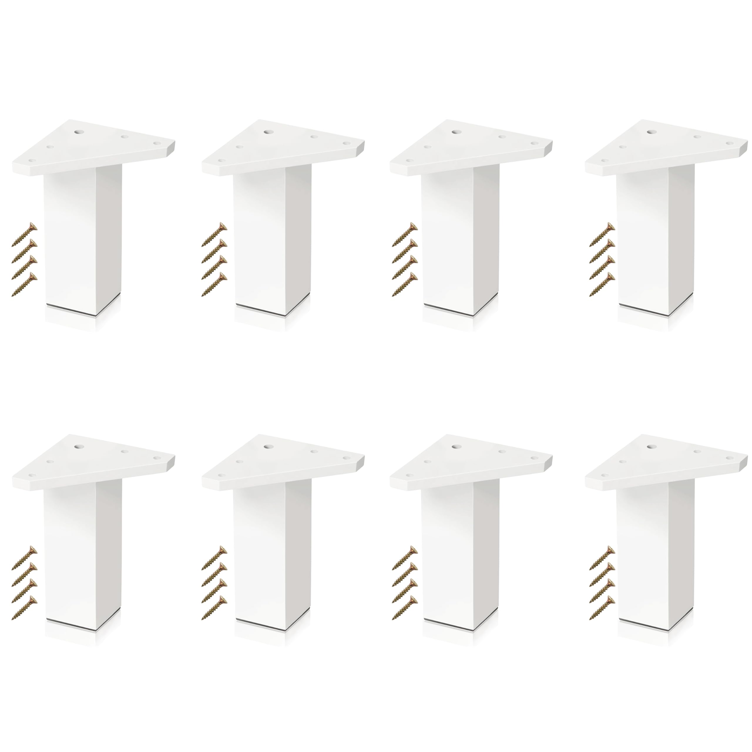 Kukicu White Furniture Legs - Set of 8 With Screws, Height: 4 Inches/10 cm - DIY Table Legs