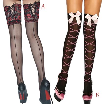 DQANIU ???????? Damen Strapsstrümpfe, Dessous Netz Oberschenkelstrumpf Dessous Hohe Strümpfe über dem Knie lange Strümpfe