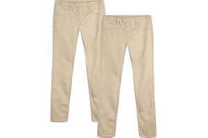 dELiA*s Girls' School Uniform Pants - 2 Pack Stretch Twill Khaki Chino Pants: Skinny, Boot Cut Flare, Jegging, Belt (4-16)