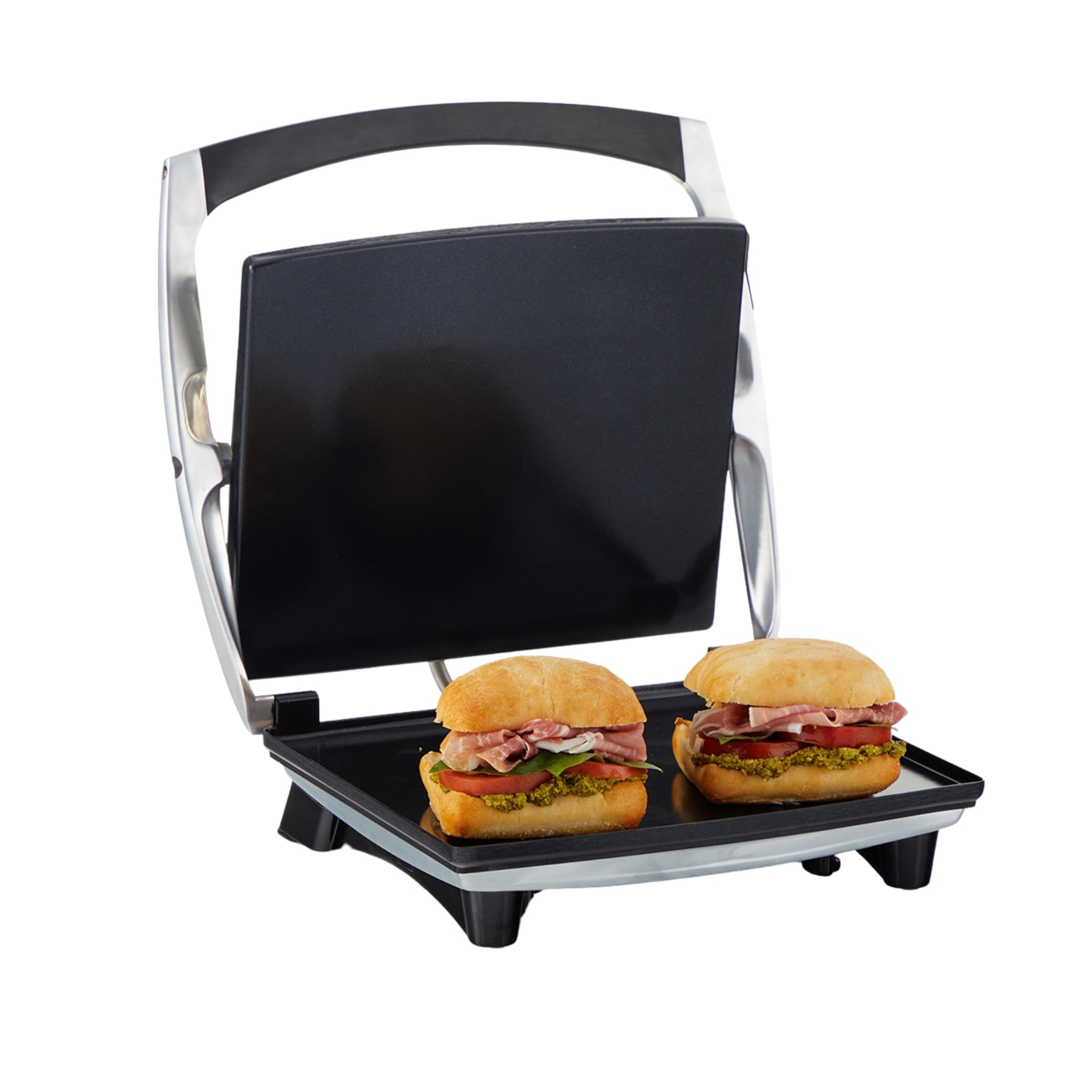 IMUSA 12x10in Stainless Steel Electric Panini Press with Temperature Control, Nonstick Plates for Sandwiches, Grilled Paninis, Quesadillas, and More Image