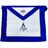 deDecoml Masonic Apron Synthetic Leather Blue Lodge Master Mason Blue Grosgrain Ribbon Borders