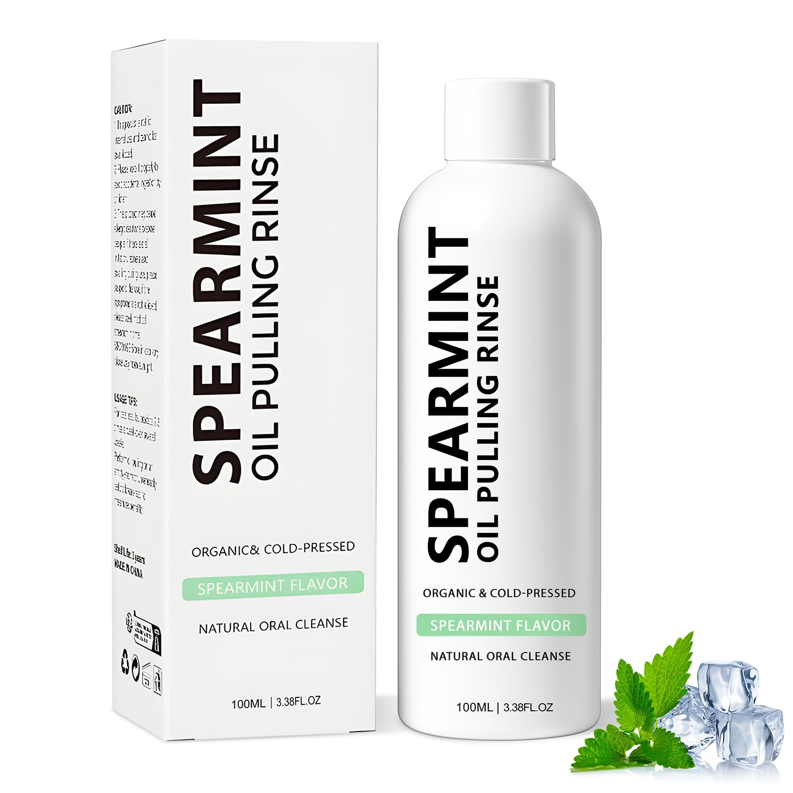 Photo 1 of ** FACTORY SEALED ** Spearmint Oil Pulling Rinse, Cold-Pressed Coconut Mouthwash for Teeth Whitening,Natural Peppermint Pulling Oil to Help Maintain Gum Health and Freshen Breath (1)
