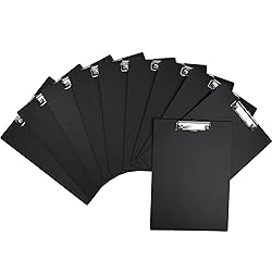 BOMKEE Black Clipboard, 10 Pack A4 Letter Size