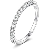 Moissanite Wedding Band Half Eternity Bands Ring for Women 925 Sterling Silver Stackable Engagement Promise Rings Gifts for Bride Wife Mother Her