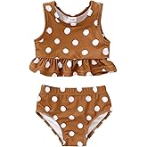 YOUNGER TREE Toddler Baby Girls Summer Swimsuit Sleeveless Striped Swimwear Two-Piece Suit Beach Bikini