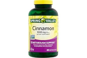 ResMask Spring Valley Cinnamon Dietary Supplement, 1000 mg, 400 Vegetarian Capsules - Metabolism Support. Includes Sticker.