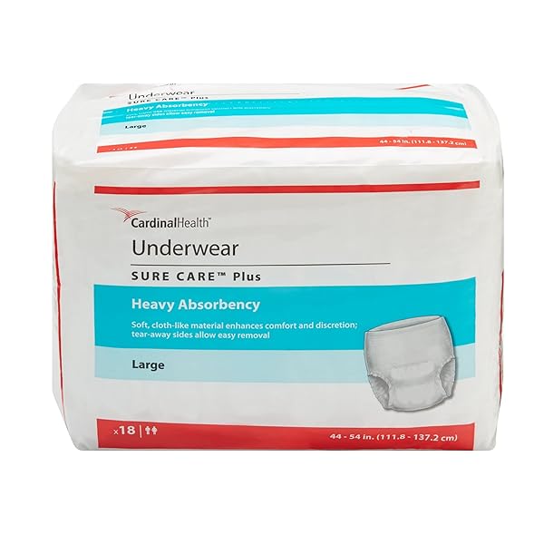 CARDINAL HEALTH 1615A PROTECTIVE UNDERWEAR, SURE CARE PLUS, HEAVY ABSORBENCY, LARGE
