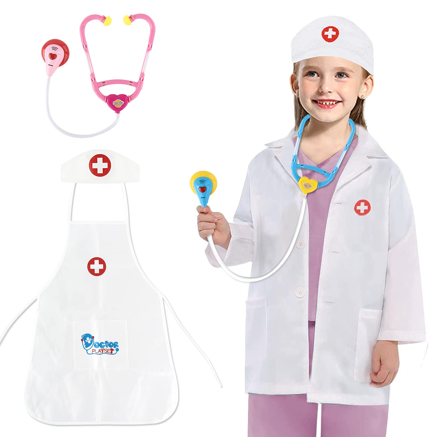 M MUNCASO Kids Unisex Doctor Nurse Costume Set, Doctor Costume Kids Doctors Nurse Fancy Dress Costumes For Halloween Cosplay Party