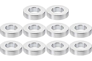 PATIKIL M10 Aluminum Spacers, 10 Pcs Metal Spacer Aluminum 10.5mm ID x 20mm OD x 5mm L Aluminum Spacer Screw Standoff Round for 3/8" M10 Screw Bolts