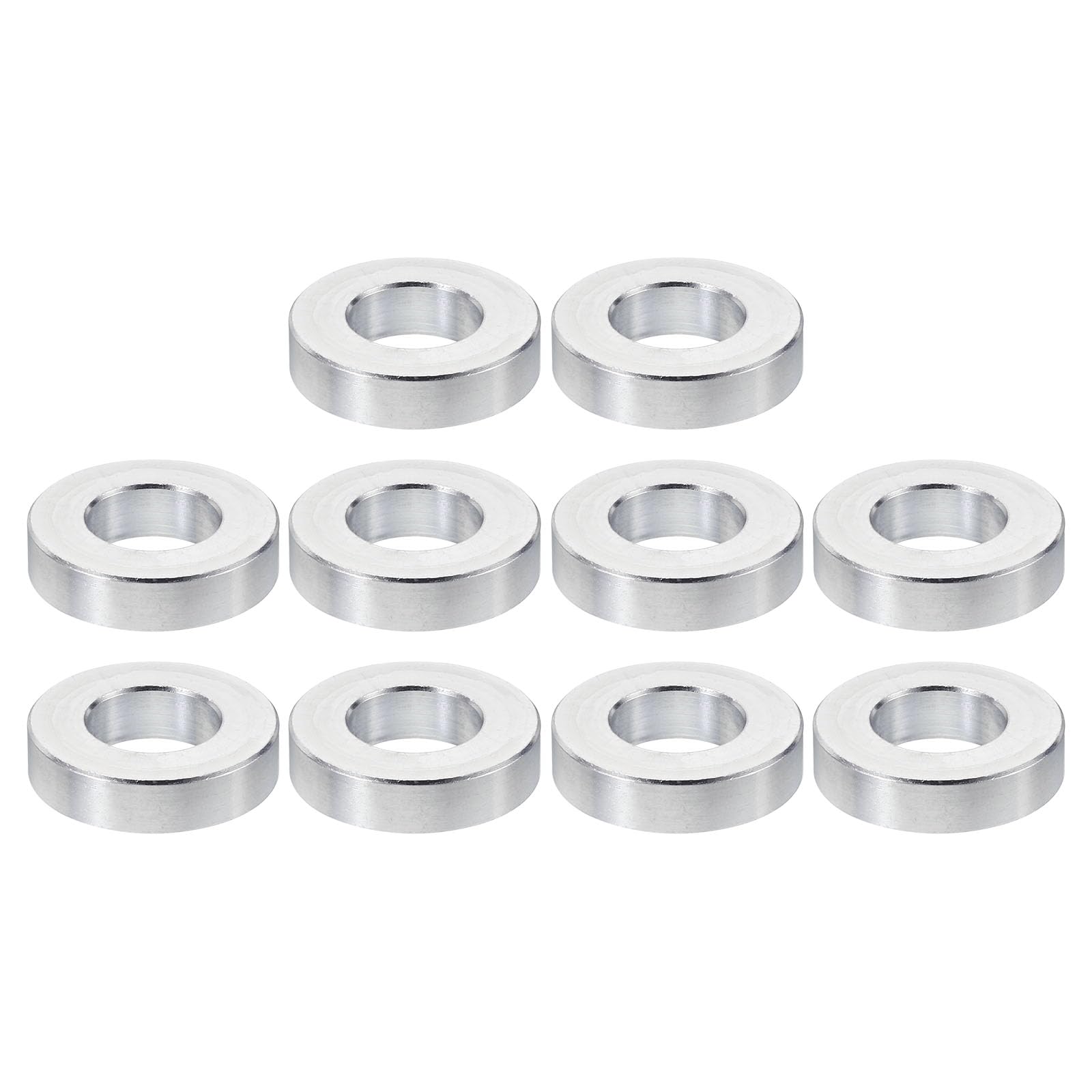 PATIKIL M10 Aluminum Spacers, 10 Pcs Metal Spacer Aluminum 10.5mm ID x 20mm OD x 5mm L Aluminum Spacer Screw Standoff Round for 3/8" M10 Screw Bolts