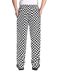 Men’s Black and White Checkerboard Print Chef