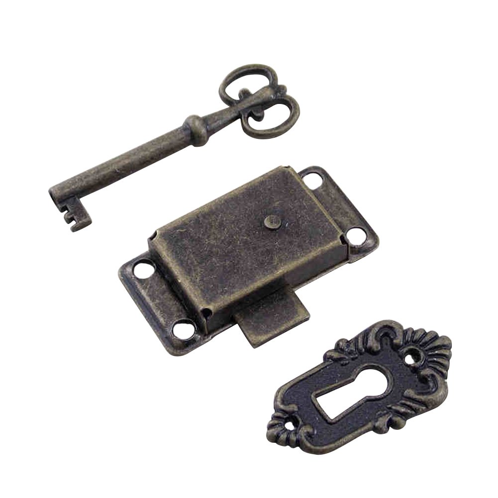 Whchiy 1 Set Vintage Cabinet Door Locker Cupboard Door Lock Cabinet Lock with Key for Drawers Furniture Case(Random Color)