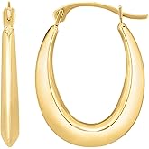 Floreo 10k Yellow Gold or White Gold 17.5mm Light Oval Hoop Earrings