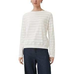 Comma Boat Neck Striped Shirt