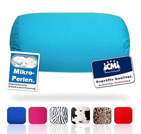sngpl Hochwertige Nackenrolle Nackenkissen mit Mikroperlen in Türkis. Kuschelkissen mit Mikro-Perlen. Nackenstützkissen leich