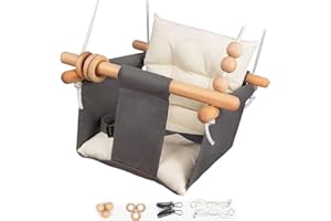 Tislly Baby Swing Outdoor Indoor Toddler Swing Seat with Safety Belt, Canvas Hanging Swings Outside Tree Swing Great Gift for Baby Boys Girls Kids Lovers