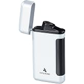 Firebird Sidewinder Torch Lighter, Silver Refillable Butane Lighter, Angled Single Flame, Flip Open Lid, Fuel Window, Adjustable Flame, Piezo Ignition, Ships Empty