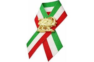 Persian Lion and Sun (Shir o Khorshid) Tricolor Ribbon Lapel Pin, Iranian Flag Ribbon Pin, Green White Red Tricolor with Gold