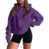 onlypuff Women Hoodies Casual Pullover Long Sleeve Sweatshirt Kangaroo Pocket Drop Shoulder Sweater